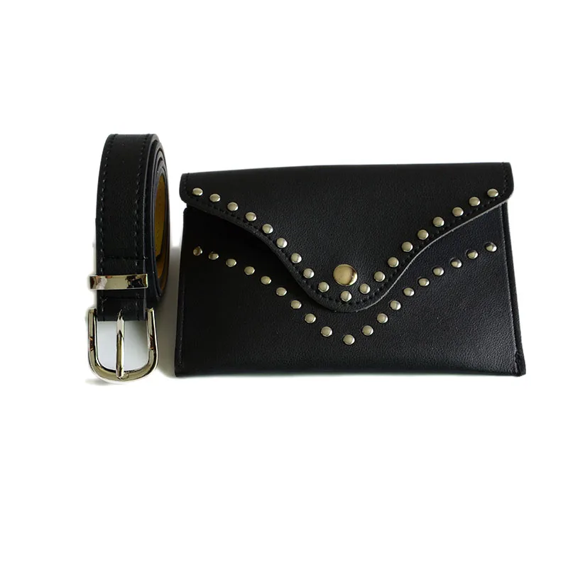 Quality Ladies PU Imitation Leather Small Waistband Belt Bag Fashion Brands 2018 Casual Nails Bags For Dresses Wallet Bg-700