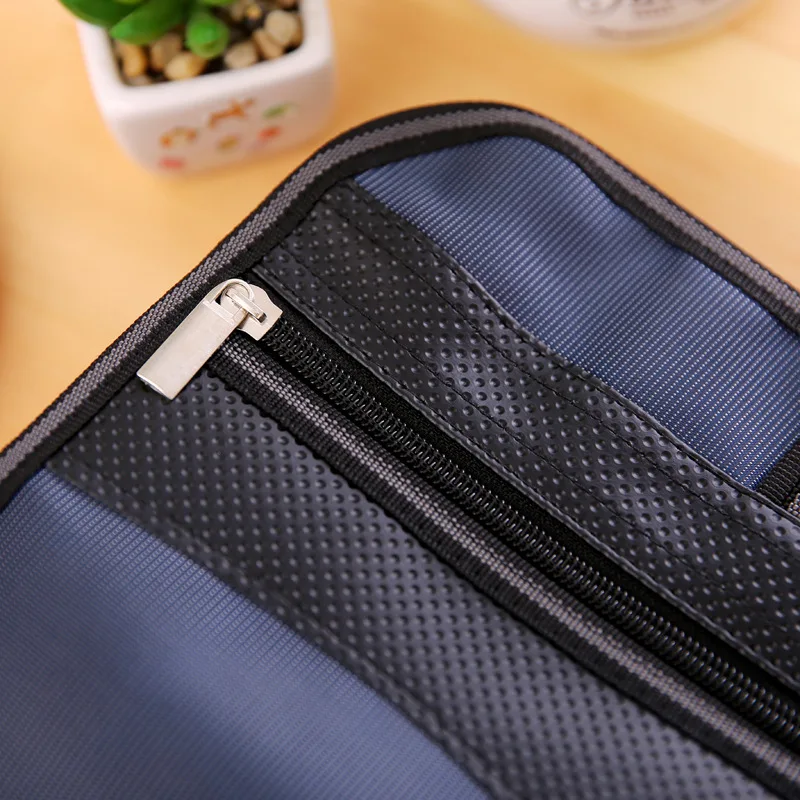 Portable Document Bag A4 Waterproof and Thickened Zipper Oxford Double-Layer Files Folder Office Briefcase Business Tute Filling