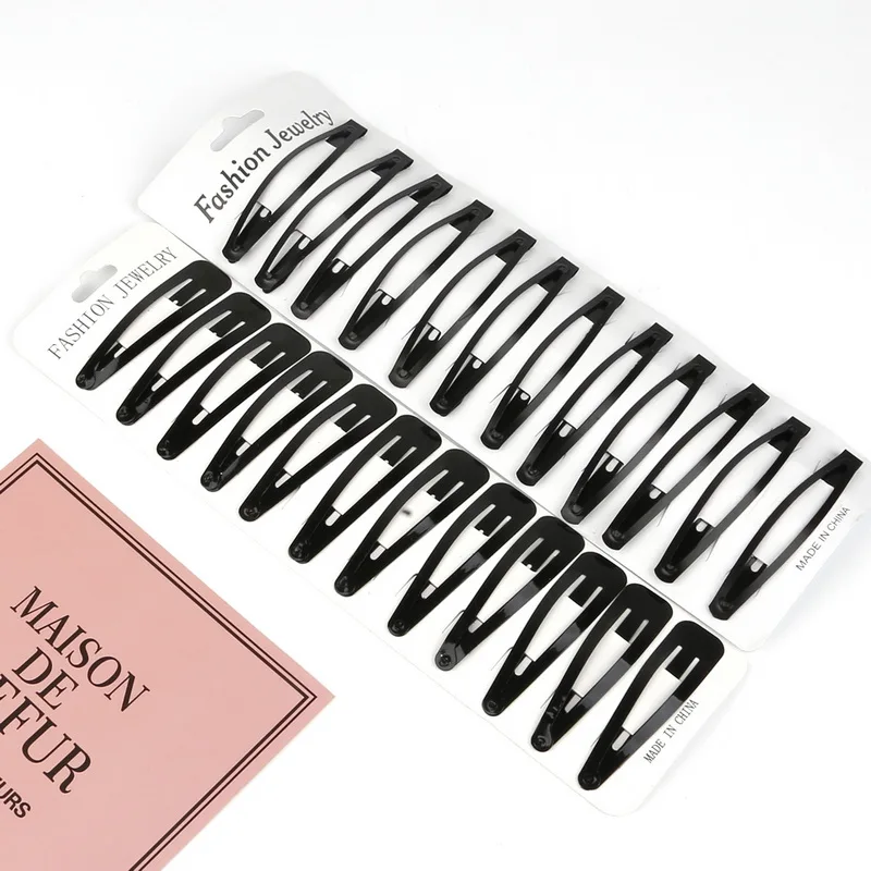 12Pcs/Pack Portable Black Snap Hair Clips Women Girls Hairpins Barrette Hairgrip Child Headwear Hair Styling Tools Accessories