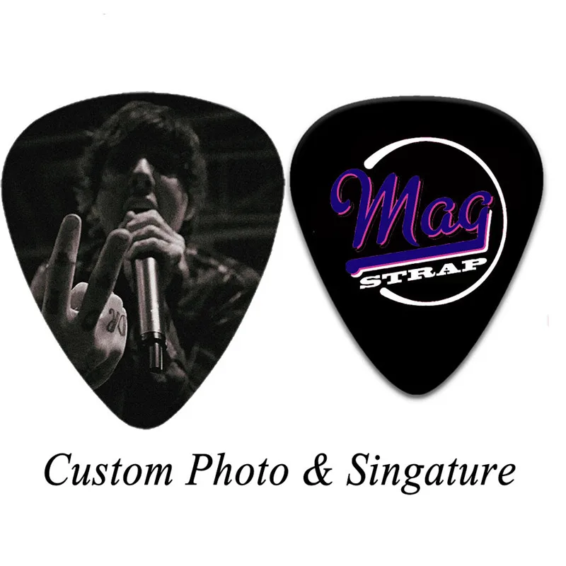 100pcs Doube Sides Printed On Black Picks High quality Personalized Logo Customize Celluloid Guitar Picks