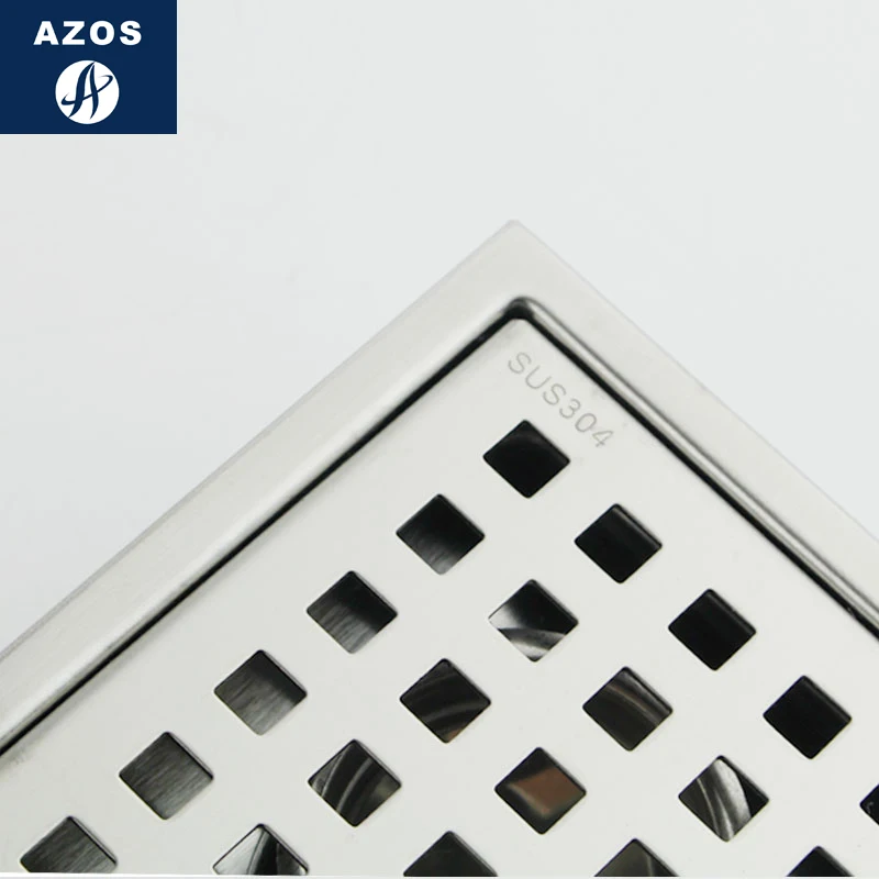 AZOS SUS304 stainless steel Shallow water seal floor drain shower room Fast drainage Deodorant/Fast drainage 110*110mm Rectangul