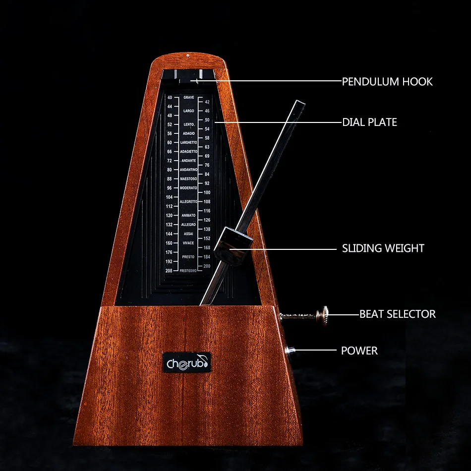 Cherub WSM-290 Digital Metronome  Time Machine   Drum Sound, Cowbell, Human Voice Counting Built-In Li-Polymer Battry