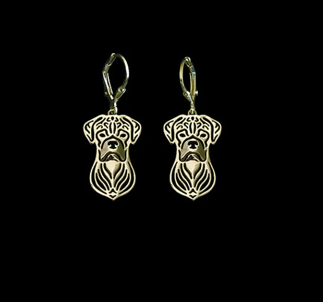 

Wholesale Handmade Boxer Dog Earring Jewelry Golden Color Plated Boxer Earring 12pair/lot