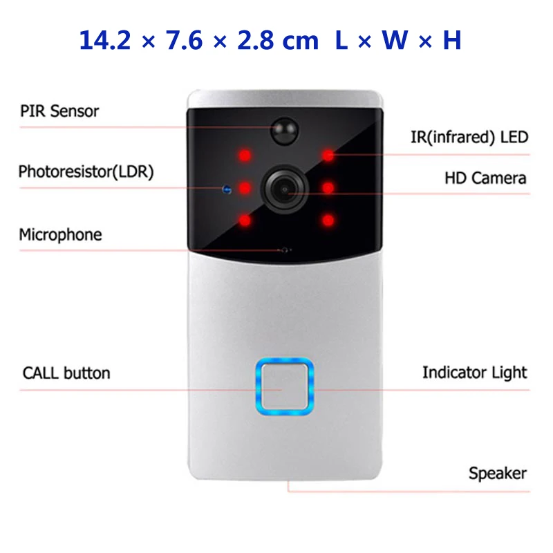 ICSee-WiFi Smart Video Campainha, sem fio Home Security Door Bell, áudio bidirecional, interfone, visão noturna, registro, câmera