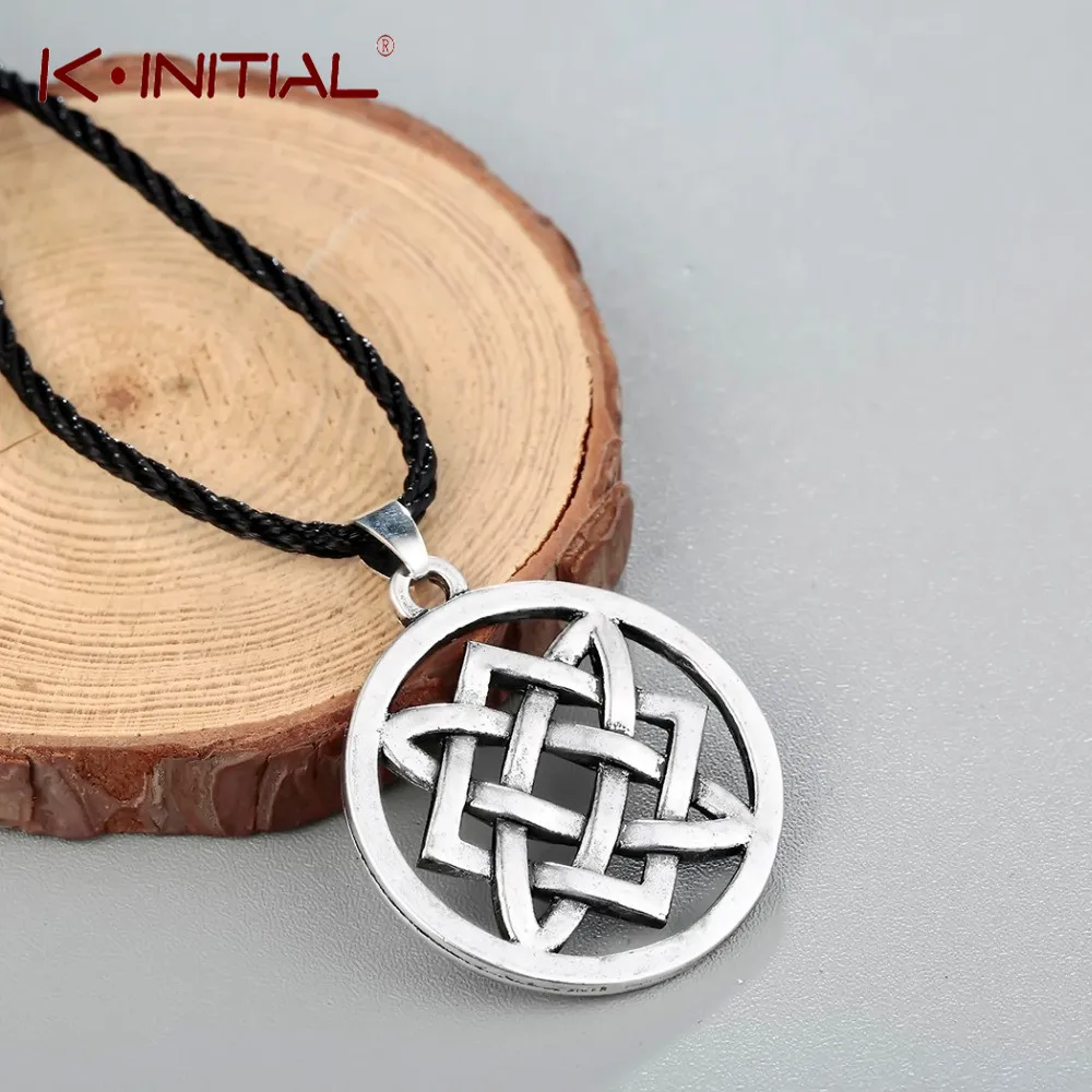 Kinitial Punk Slavic Virgin Lada Star Pendant Necklace Slavic Lada Amulet Knot Pendant Choker Necklaces Rope Chain Jewelry