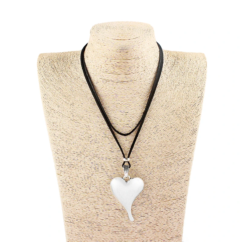 1PCS Large Heart Shape Charms Pendants Faux Suede Velvet Cord Simple Necklace Choker Jewellry