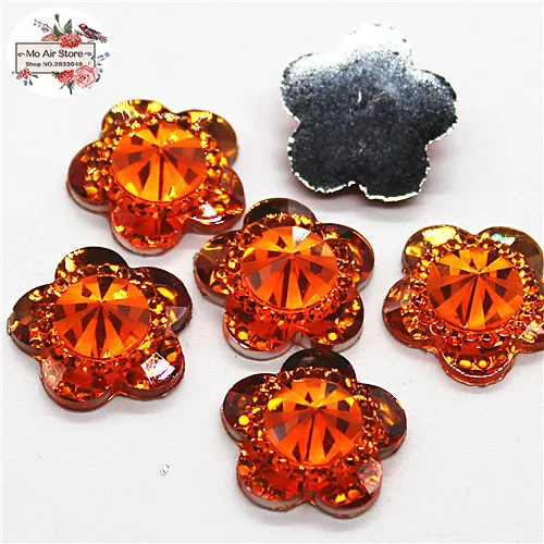 50 sztuk błyszczące Mix kolor kwiat akrylowe rhinestone mieszkanie powrót Cabochon materiały dekoracyjne urok Craft DIY 15mm bez otworu