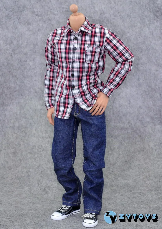 1/6 scale figure doll clothes male shirt + jeans for 12