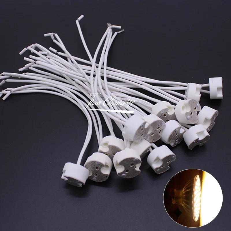 5-50PCS MR16 MR11 GU5.3 G4 Lamp Holder Bulb Base with Wire Ceramic Halogen Socket Pottery Connector 12V - 250V Led Light New JQ