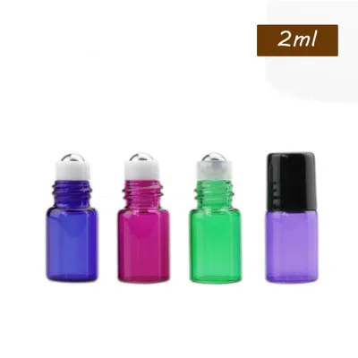 500Pcs/Lot 1ml 2ml Mini Roll On Bottles For Essential Oil  Roll-on Refillable Perfume Bottle Deodorant Container With Black Lid