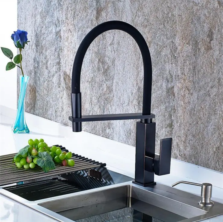 

Oil rubbed bronze Kitchen faucet black hot and cold, Kitchen sink basin faucet pull down,Antique Rotated dish basin faucet mixer