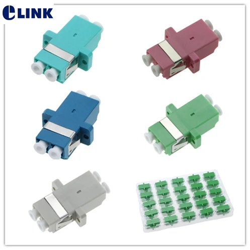 

LC duplex fiber coupler SM MM OM3 OM4 OM5 ftth coupler green blue gray aqua Magenta optica fibra connector factory supply ELINK