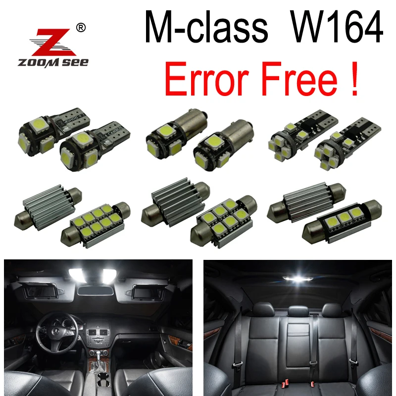 19pcs LED interior reading dome light Kit For Mercedes Benz M ML class W164 ML320 ML350 ML420 ML450 ML500 (2006-2011)