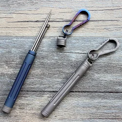 1PC EDC Titanium Sealed Waterproof Storage Box Toothpick Holder Earpick Spoon Keychain Multi-tool Key Chain Ring for Outdoor Cam