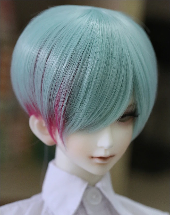 D01-P180 children handmade toy 1/3 1/4 Doll Accessories BJD/SD doll wig High temperature wire Short hair light green color