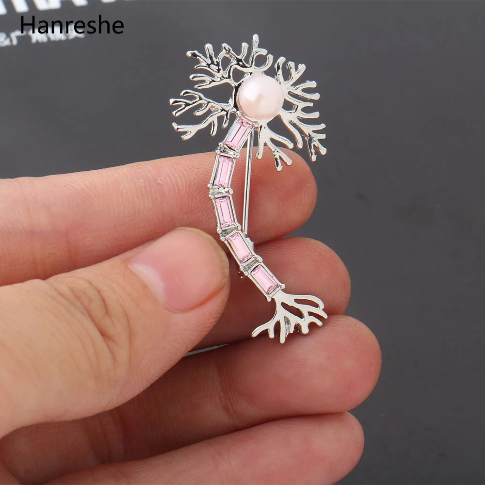 Hanrelhe Neuron Pin spilla cristalli gioielli medici cervello nervo spilla cellulare gioielli chimici regalo per medico infermiera Pin donne