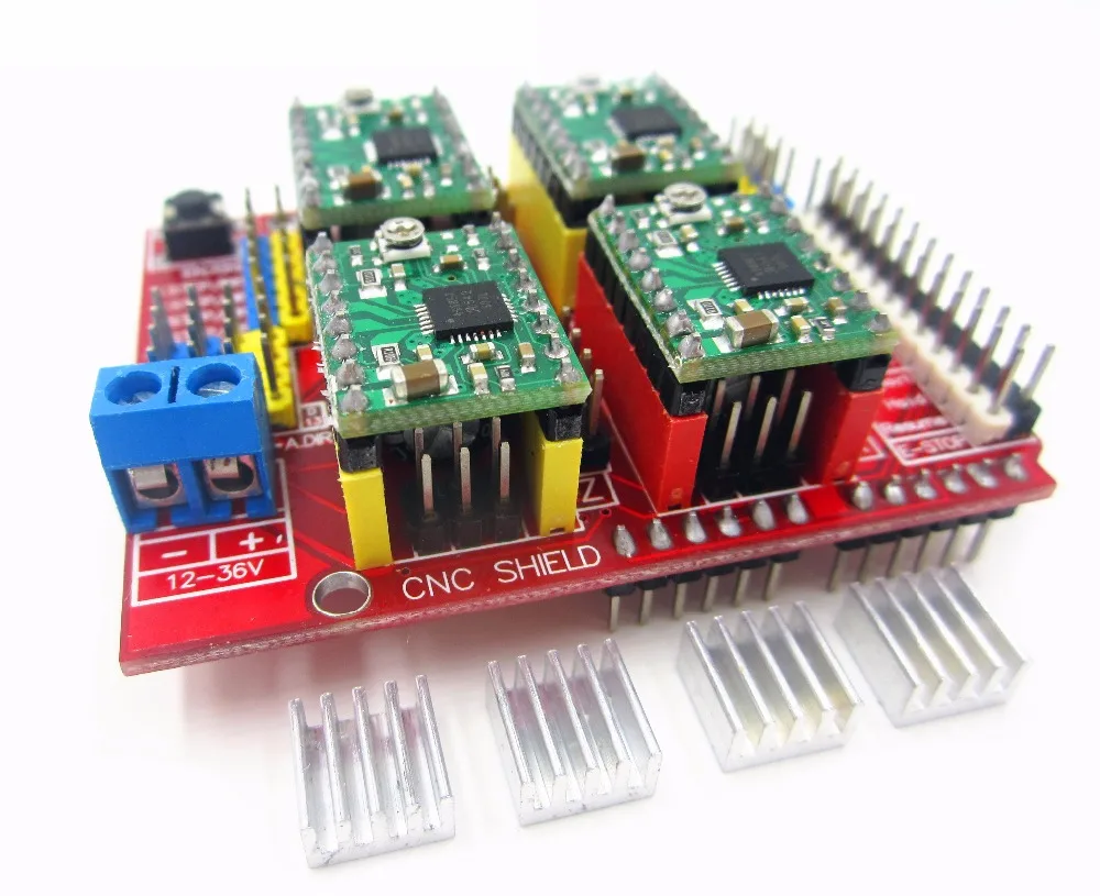 Máquina de grabado cnc shield v3, impresora 3D, + 4 piezas, placa de expansión de controlador A4988