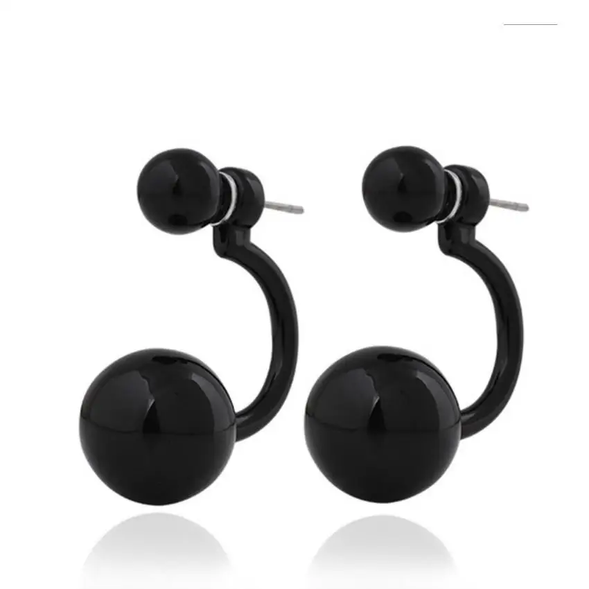 New Fashion Design Women Candy Beads Sweet Double Curved Design Of The Wedding Ball Ear Jewelry Earrings For Women