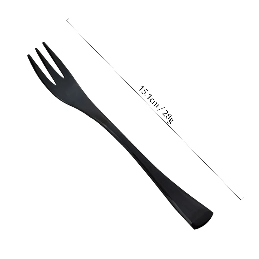 JANKNG 4 Pcs 18/10 Stainless Steel 3-Tines Cake Fork Set Mirror Black Fork for Dinner Salad Dessert  Fruit Fork Cutlery Set