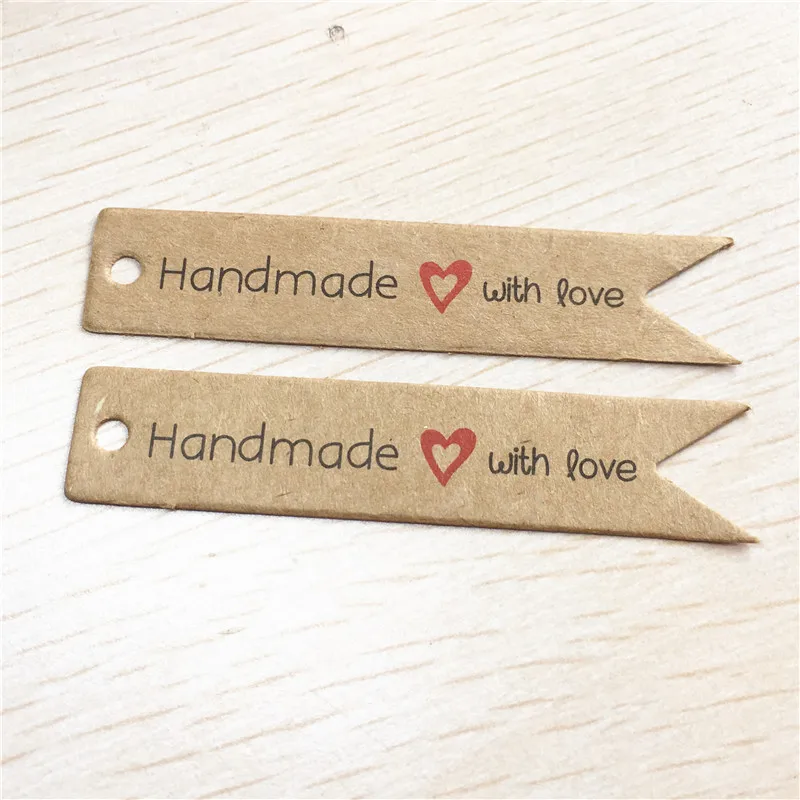 100Pcs/Lot Handmade Long Strip 7x1.5cm Paper Cardboard Hang Head Tags Labels For Price Note Party Christmas Birthday Wedding Tag