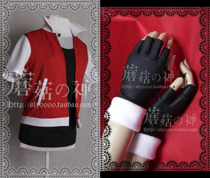 Trainer Red Cosplay Costume custom any size Aed cosplay costume set top+coat+gloves+hat 11