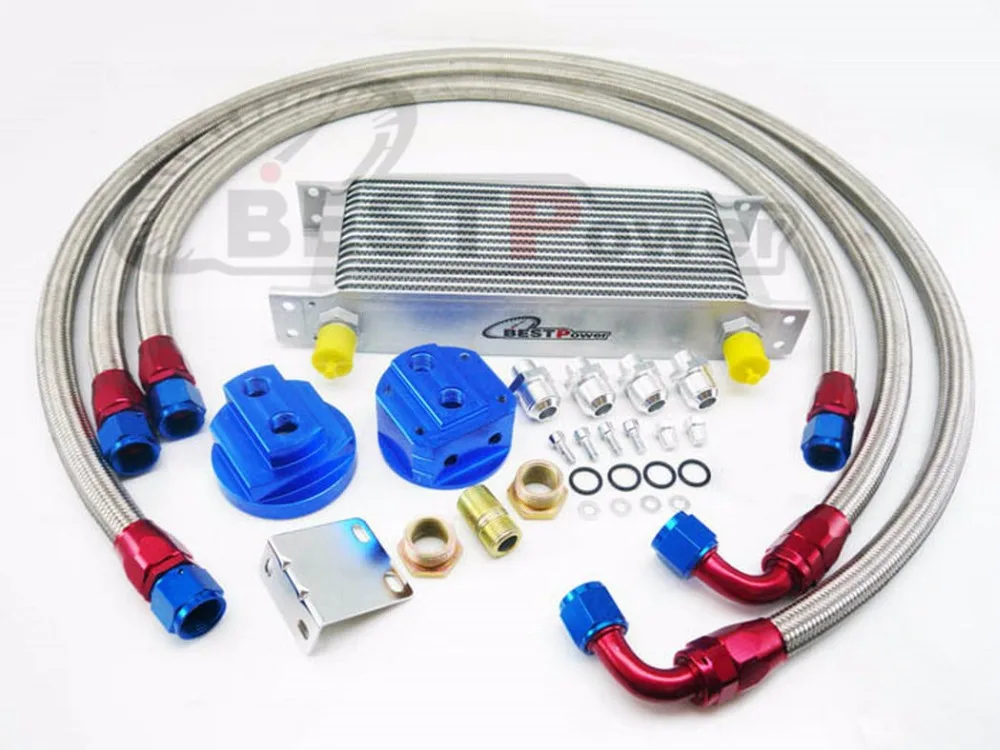 16 ROW AN-10AN UNIVERSAL ENGINE TRANSMIS OIL COOLER + FILTER RELOCATION KIT