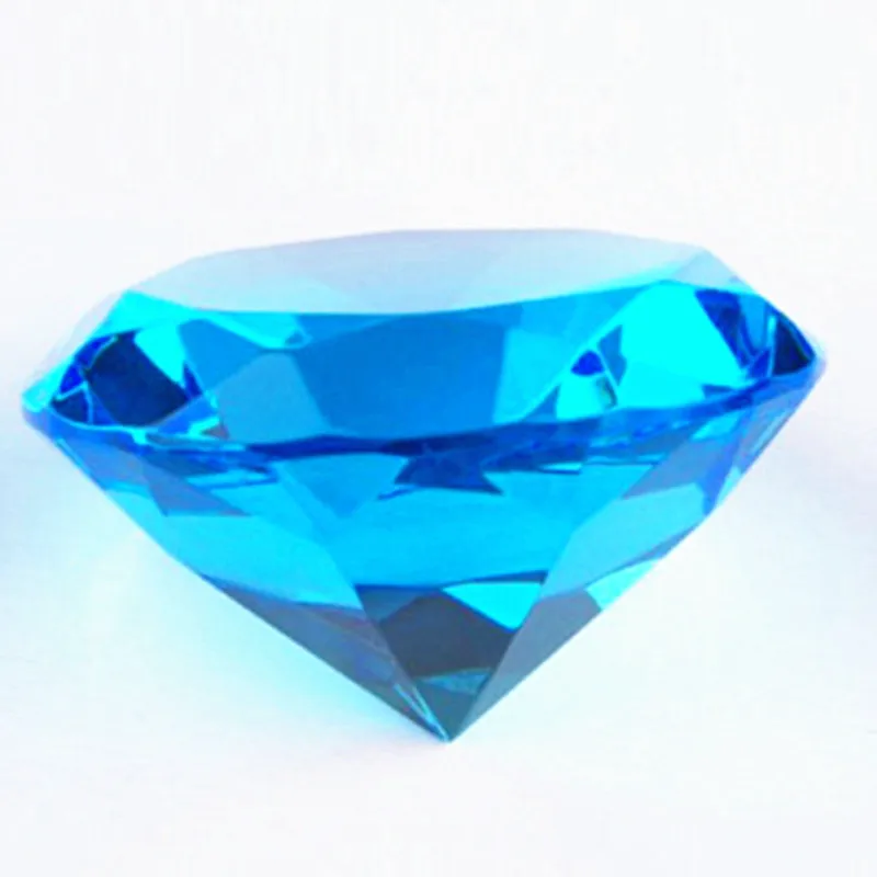 Hot Selling K9 80mm Aqua Blue Crystal Wedding Souvenirs Diamond-Jewelry Paperweight, Wedding Gifts for Guests Home Decoration