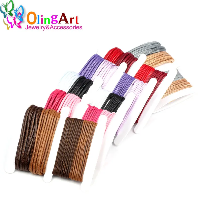 OlingArt 8M/Card 2 Colors Mixed Waxed Cotton Beading Cord Thread Line 1.0mm and 2.0mm Jewelry Cord Jewelry Making nylon thread