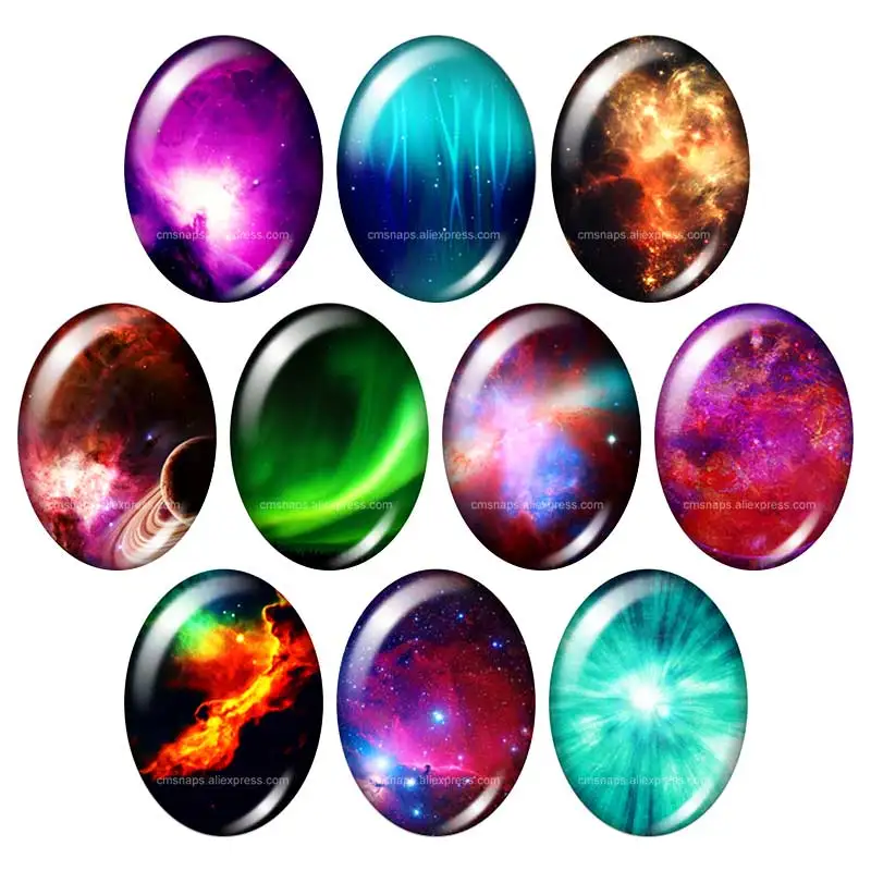 Beauty Outer Space Planet lightning  13x18mm/18x25mm/30x40mm mixed Oval photo glass cabochon demo flat back Jewelry findings