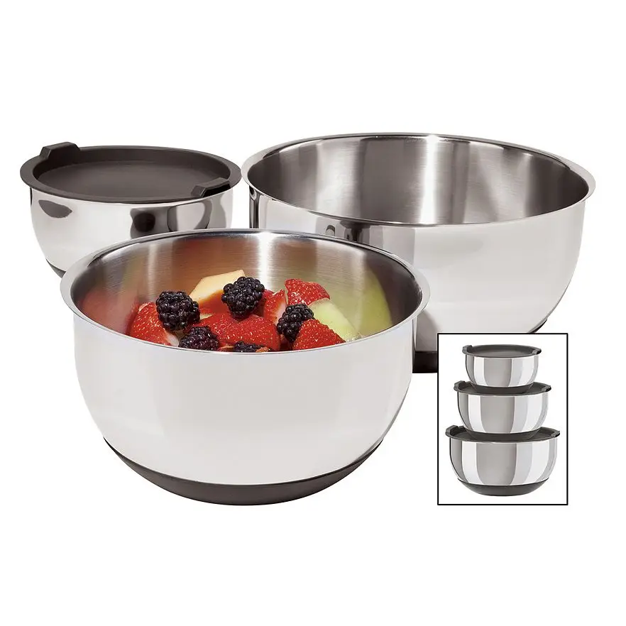 Free Shipping Brand New Stainless Steel Mixing Bowl W/Lid(2qt ,3qt ,4qt ) ,Supreme Quality Mixing Bowl Prep and Storage