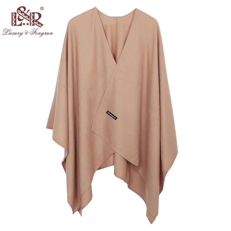 2023 Big Poncho Winter Square female Poncho Cashmere Wool Women Poncho Scarf  Solid Foulard Femme Pashmina Shawl Winter Excharpe