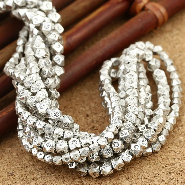 Handmade 925 Silver Beads Real Sterling Silver Small Beads Thailand Pure Silver Jewelry Tassel Beads