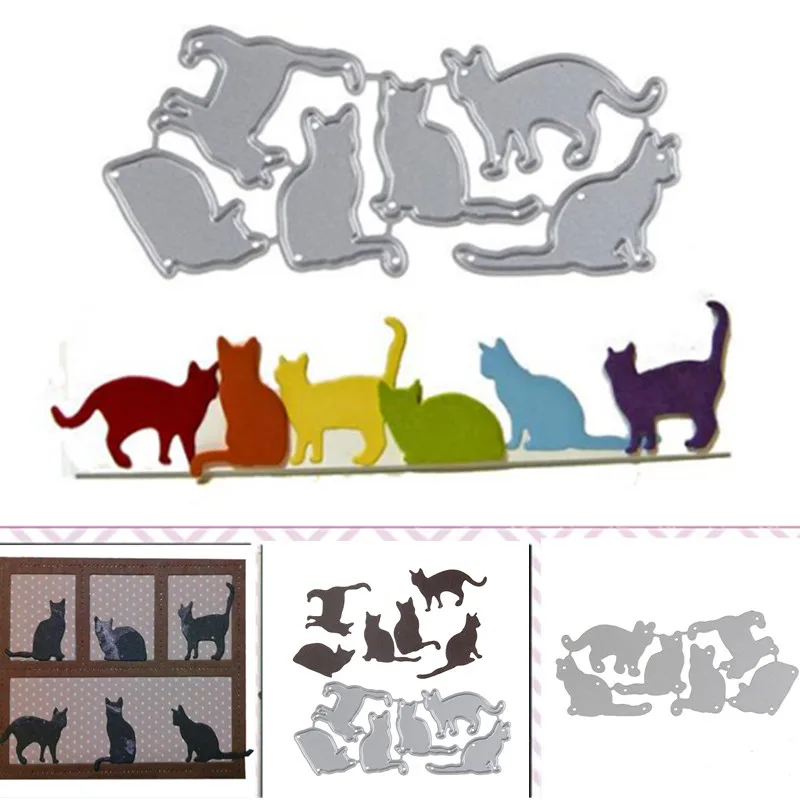 6Pcs Cat New Arrival 2021 Metal Die Cutters For Scrapbooking Christmas Cutting Dies Stencils For Decoration Crafts Cutter Paper