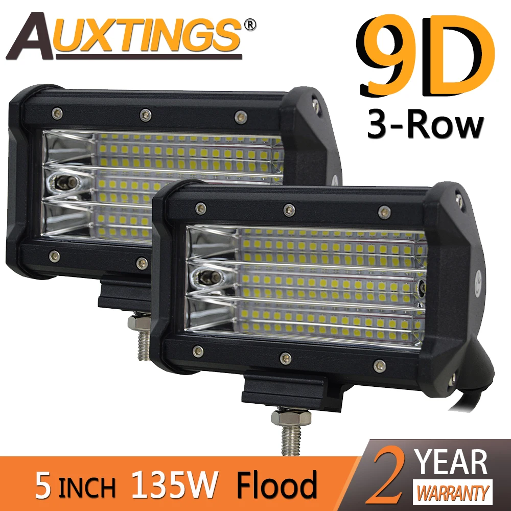 Auxtings 5inch 135w 5'' quad rows movable bracket Led work light  Flood Beam 9D LED light bar offroad 4x4 car light 12V 24V