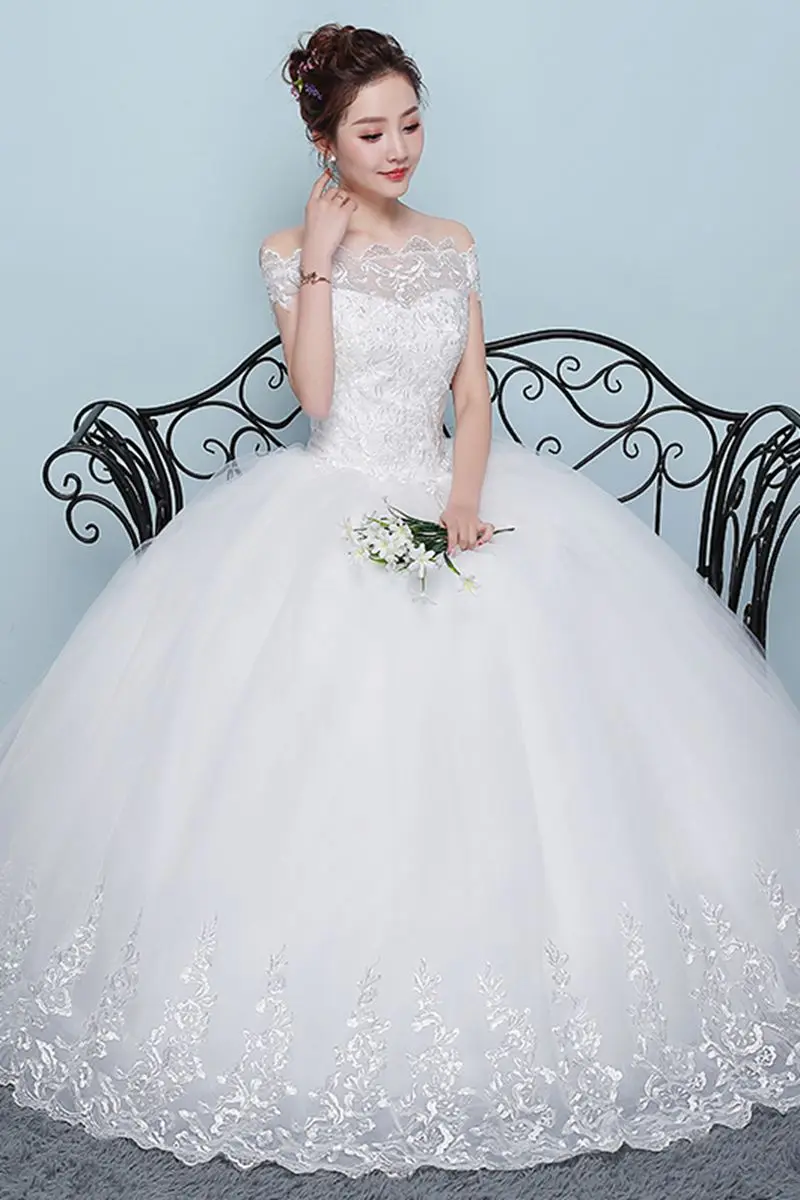 Abito da sposa 2023 nuovo abito da ballo con scollo a barca economico al largo della spalla abiti da sposa principessa Plus Size Vestido De Noiva