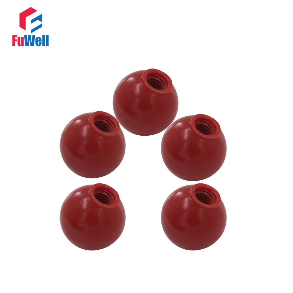 5pcs Red Bakelite Ball Knob M8 x 30mm Female Thread Ball Lever Knob M8 Thread 30mm Ball Diameter Round Ball Knob