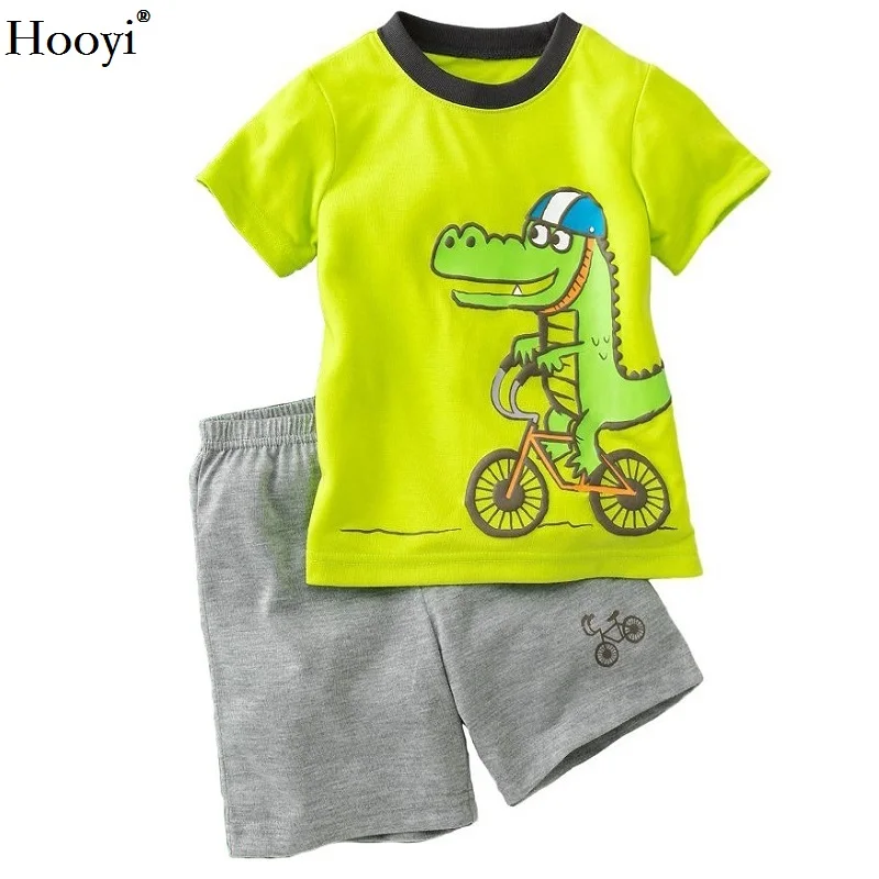 Hooyi Diving Monkey Baby Boy Pajamas Clothes Sets 100% Cotton Cartoon Kids Home Wear 2 3 4 5 6 7 Year Children Tee Shirts Shorts