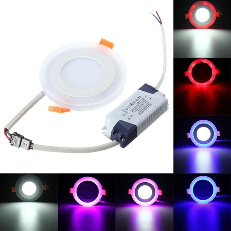 Factory Wholesale White + RGB LED Panel Light Remote Control 6W/9W/16W/24W Recessed LED Ceiling downlight Acrylic  Panel Lamp
