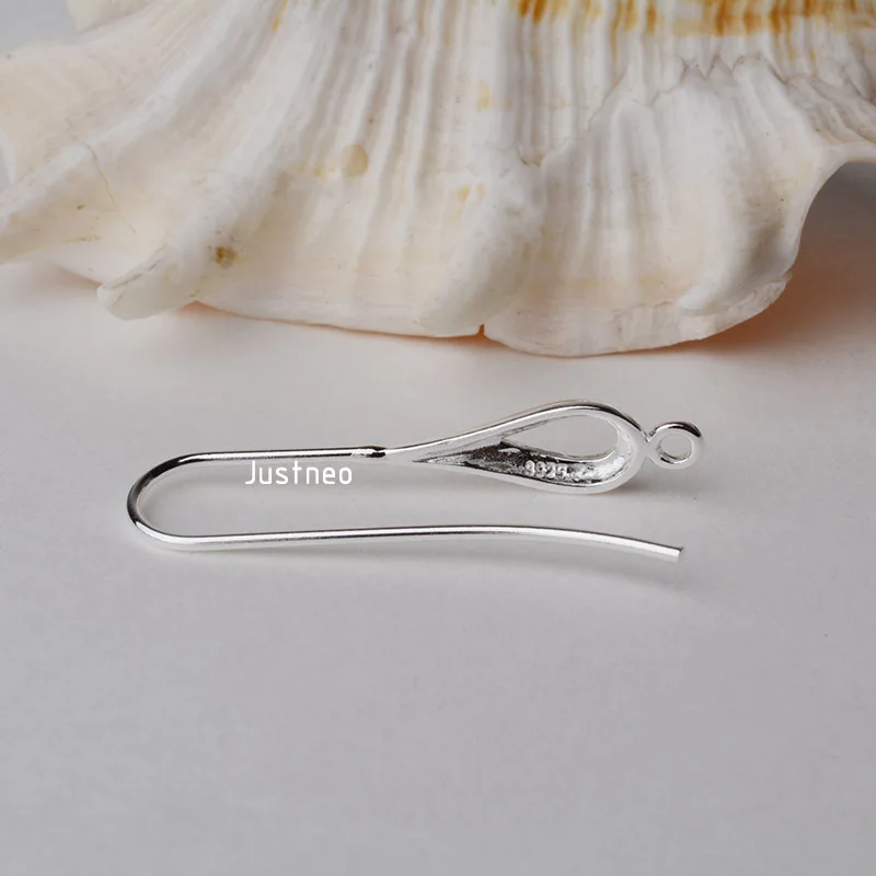 Stałe 925 Sterling srebrny kolczyk haki w kształcie kropli Earwire ustalenia do tworzenia biżuterii — zdjęcie 4