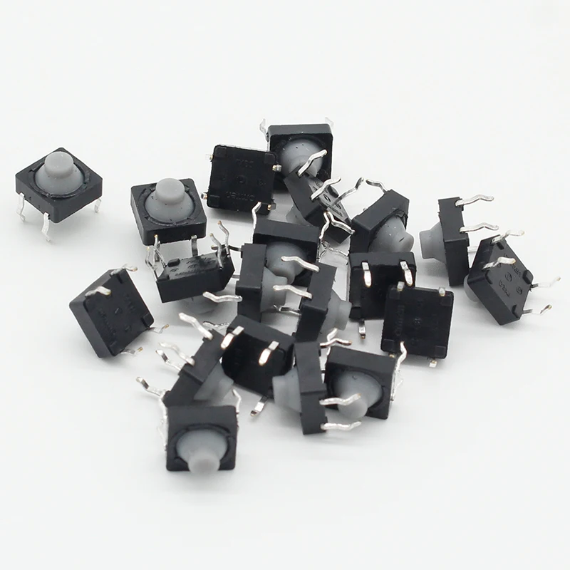 20pcs/lot 8x8x5MM 4PIN G77 Conductive Silicone Soundless Tactile Tact Push Button Micro Switch Self-reset