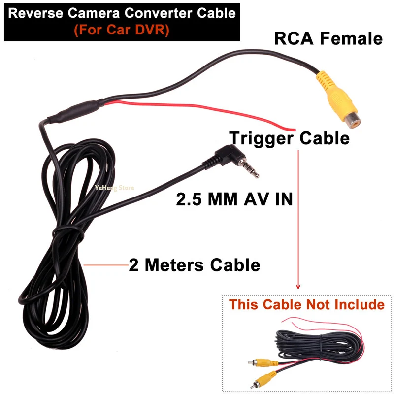 

RCA to 2.5MM AV IN Cable for Car DVR Camcorder Rear View Parking Camera Adapter