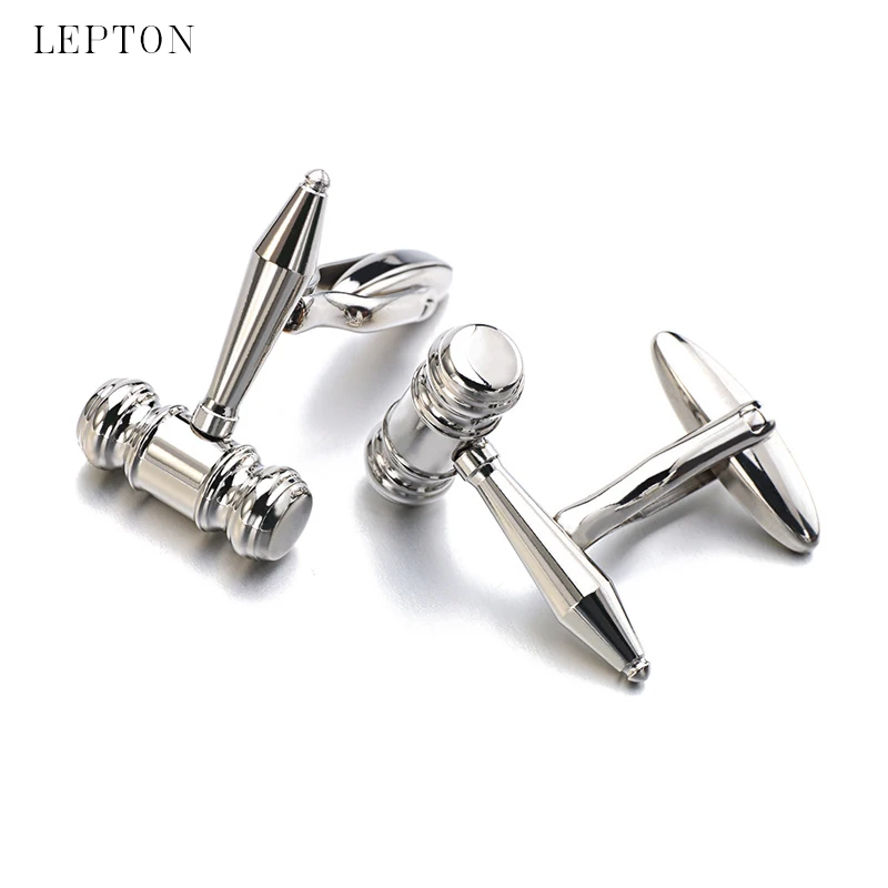 Mens 316F สแตนเลสผู้พิพากษา Hamm cufflinks ทนายความค้อนสไตล์ธุรกิจ cuff links ชายเสื้อฝรั่งเศส cuffs cufflink gemelos