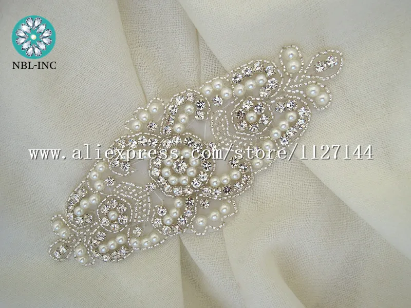 Imagem -04 - Personalizado Rhinestone Pearl Applique Costura Frisada Artesanal Faça Você Mesmo Ferro em Vestidos Wdd0048 10 Pcs