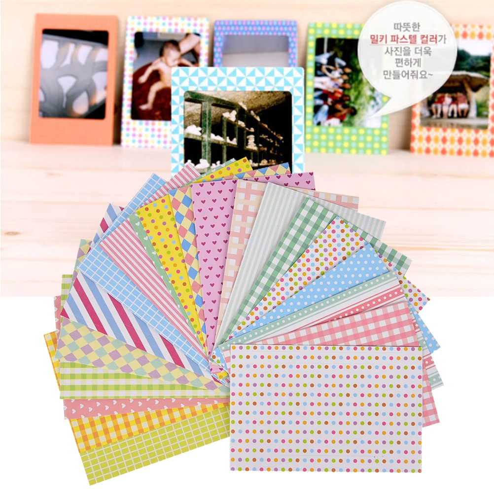20 Pcs/Lot DIY Scrapbook Decorative Paper Photos Frame For Instax Mini Film Candy Color Photo Albums Stickers Home Decor