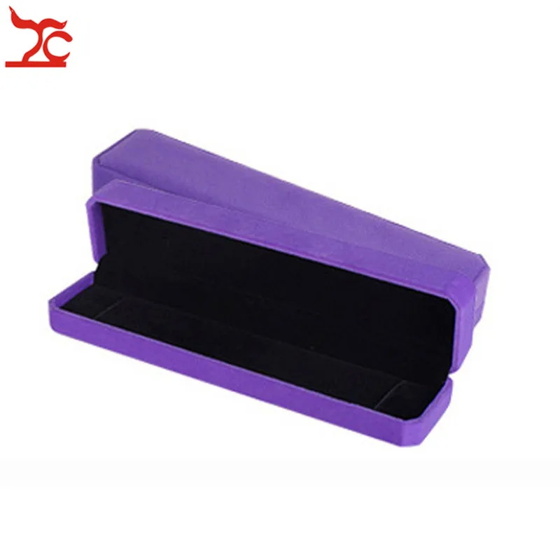 Velluto viola di Cerimonia Nuziale di Fidanzamento Della Collana Organizer Box Anello Orecchini di Pendente Dei Monili Del Braccialetto di Imballaggio Contenitore di Regalo di Stoccaggio