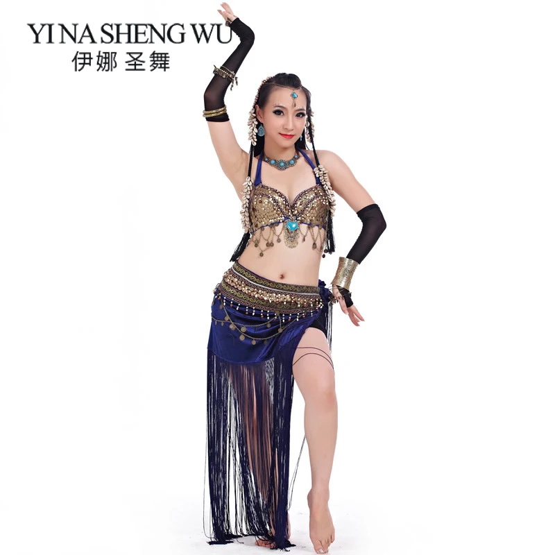 Tribal Belly Dance Costume New India Belly Dance Wear Women Professional Stage Performance of Indian Dance Bra+Hip scarf 2Pc set