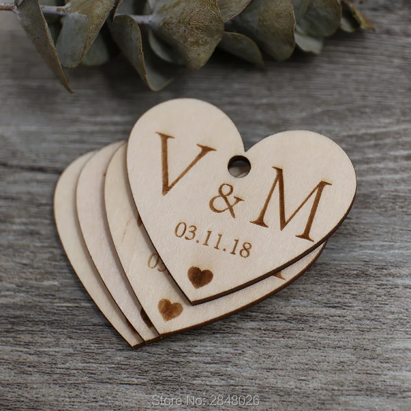 

Custom Monogram tags,Initials and date Craft Hanging Tag, Wedding Favors . heart with hole Gift Tags