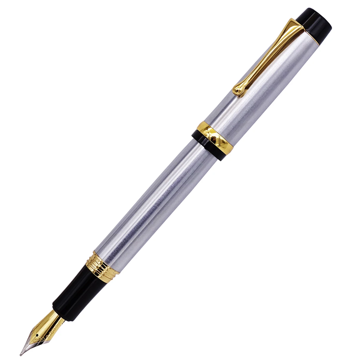 Jinhao 15 Noble Silver Fountain Pen Medium Nib 0.7mm with Converter Metal Luxurious Ink Pens for Office,business,home,school