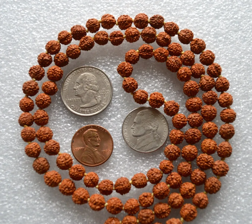 5 Mukhi 108 Rudraksha الخرز صغيرة شيفا الدموع قلادة بودي مالا الخرزة الطبيعي الهندي بذور اليوغا البوذية مجوهرات اليد kontted