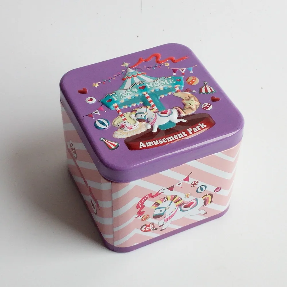 8 Pcs Fairy Tale Cartoon Square Iron Tin / Food / Tea Cans/Gift Metal Case/ Storage Wedding Candy Box